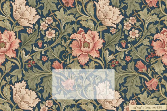 Download Victorian Peony Morris Inspired Pattern - Premium Resources
