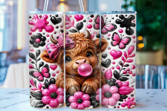 Download Inflated Highland Cow 20oz Tumbler Wrap - Premium Resources