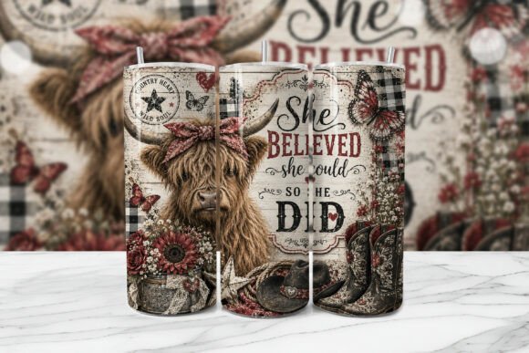 Download She Believed She Could Farmhouse Tumbler - Premium Resources