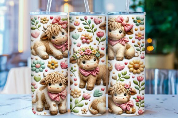 Download Inflated Highland Cow Tumbler Wrap PNG - Premium Resources