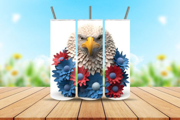 Download 3D Floral Bald Eagle Tumbler Wrap - Bald eagle tumbler Collection
